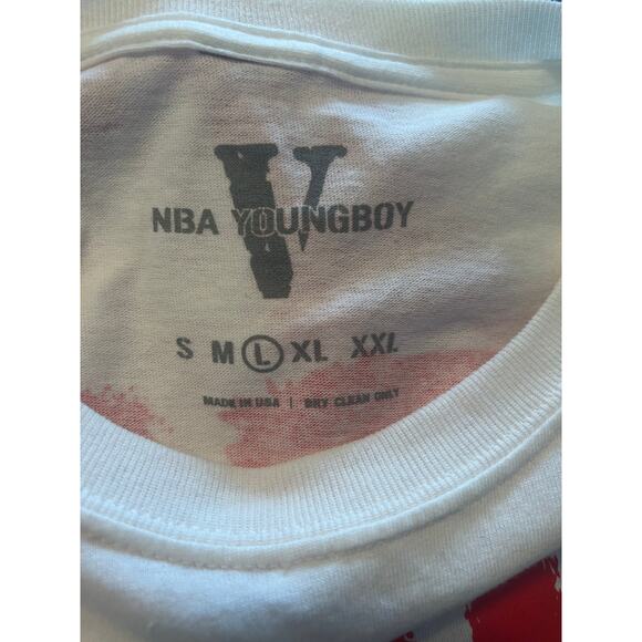 NWOT NBA Youngboy VLONE Red on White Short Sleeve Tee Shirt Size Large - Picture 3 of 4